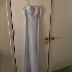 Elegant Light Blue Spaghetti Strap Gown